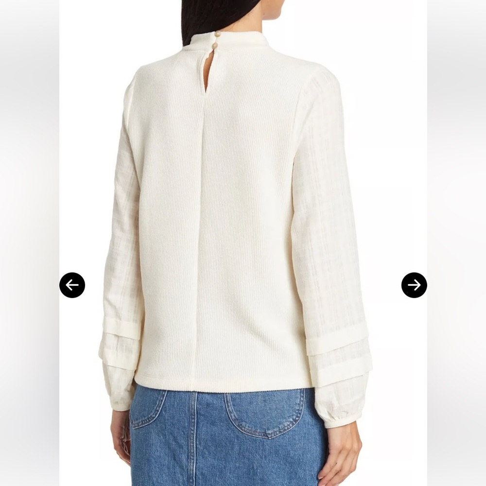 Madewell Cream Ribbed Mandarin Collar Sweater - Picture 3 of 10